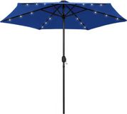 vidaXL Parasol met LED-verlichting en aluminium paal 270 cm azuurblauw