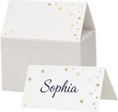 Partydeco Naamkaartjes / plaatskaartjes sterren - Bruiloft - wit / goud - 100 stuks - 9 x 5,5 cm