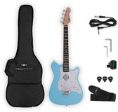 Gear4Music VISIONSTRING Mini Electric Guitar with In-Built Speaker, Blue