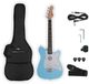 Gear4Music VISIONSTRING Mini Electric Guitar with In-Built Speaker, Blue