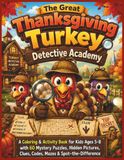 The Great Thanksgiving Turkey Detective Academy: A Coloring & Activity Book for Kids Ages 5-8 with 60 Mystery Puzzles, Hidden Pictures, Clues, Codes, Mazes & Spot-the-Difference