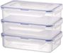 Lock&Lock Boîtes de conservation en set de 3 pièces, boîtes de rangement empilables en plastique transparent, sans BPA, étanches, 3 x 800 ml