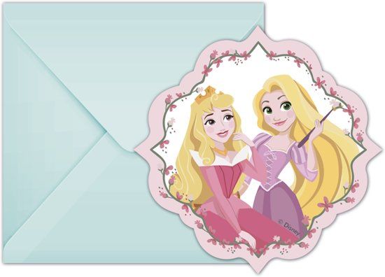 Disney 6 Princesses™ uitnodigingen en enveloppen - Feestdecoratievoorwerp