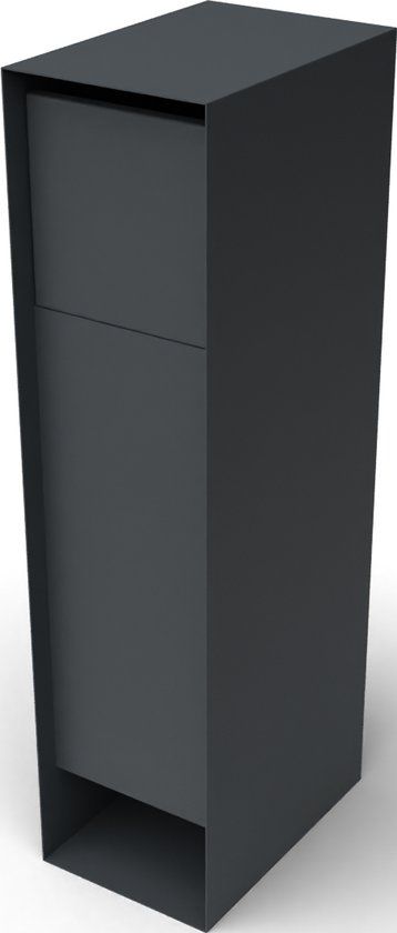 Pakun Vrijstaande Brievenbus - Zwartgrijs RAL 7021 - 120cm Hoog - Met Slot