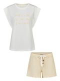 By Louise Dames Korte Pyjama Set Shortama Wit/Geel - Maat S