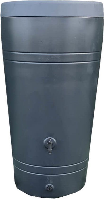Tuinartikelen.nu Tube Regenton 230 liter Antraciet - Kunststof - 110 cm hoog - Met plantenbak en kraantje