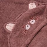 Pippi Babywear Kinderhanddoek Biologische badhanddoek met capuchon Rose Brown Katoen