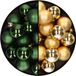 Decoris Kleine kerstballen - 32x st - goud en donkergroen - D6 cm - plastic - kerstversiering