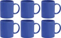 Bellatio Design tasse à café - 6x - céramique - brillant - avec anse - bleu - 370 ml