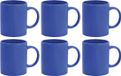Bellatio Design tasse à café - 6x - céramique - brillant - avec anse - bleu - 370 ml