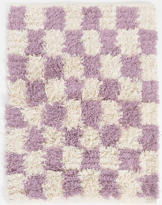 Sissy-Boy Lila geblokte badmat 100% Katoen 50x70 cm