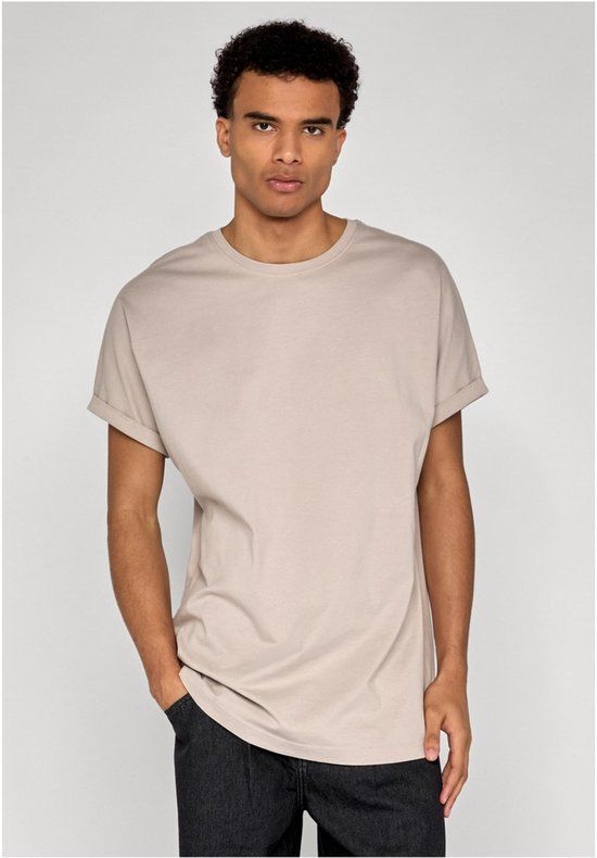 Urban Classics Long Shaped Turnup Tee Heren T-shirt - beige - XL