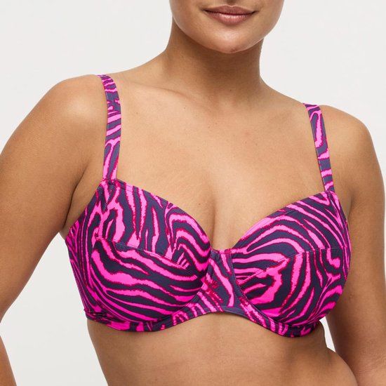 PrimaDonna Swim Malabo Volle Cup Beugel Bikini Top 4013710 Hot Pink Zebra - maat EU 80D / FR 95D
