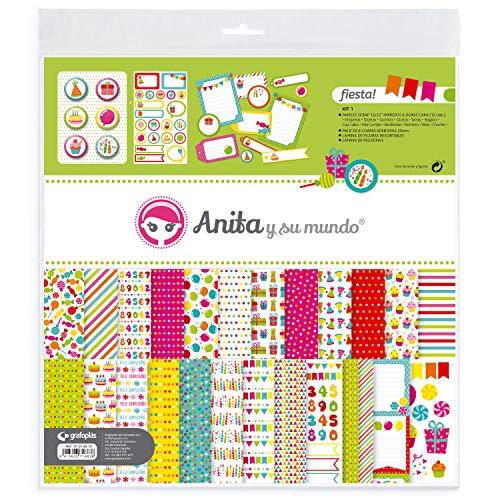 Anita y Su Mundo Anita & Zijn wereld Scrap Party set, meerkleurig