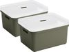 Sunware opbergbox - 2x stuks - 32 liter - vert foncé - kunststof - transparante deksel - 45x35x24 cm - Sigma serie