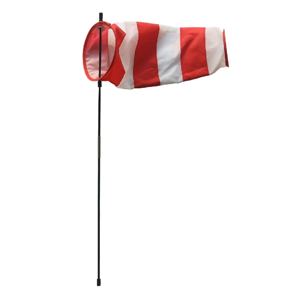 Rhombus Windsock 35cm Red Striped Nylon with Pole