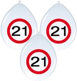 Folat Bv 16x stuks Ballonnen 21 jaar verkeersbord versiering