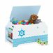 Relaxdays speelgoedkist zeeman - met deksel - 46 x 84 x 42,5 cm - wit/blauw