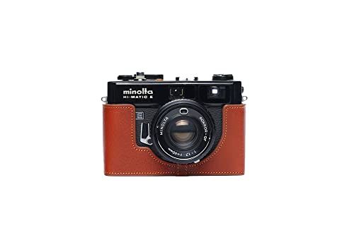 TP Original Handgemaakte Echt Leer Half Camera Case Bag Cover voor Minolta Hi-Matic E Film Camera - Rufous Kleur