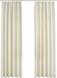 vidaXL Gordijnen verduisterend 2 st met haken 140x175 cm fluweel crème
