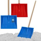 KOTARBAU® 2 stuks Sneeuwschep voor Kinderen, Plastic Sneeuwschep, 25x20 cm, Kindersneeuwschep met Houten Steel, Ergonomisch, Stevige Kindersneeuwschep, Rood Blauw Natuurlijke Kleur