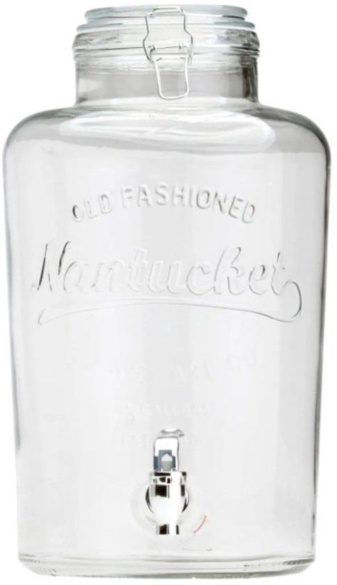Home Deco Factory Drankdispenser met kraantje - 8,7 liter - glas - limonadetap - waterdispenser - 22 x 37 cm - Cocktail Lounge serie