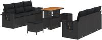 vidaXL Banc de jardin noir poly rotin 9 pièces