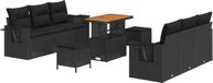 vidaXL Banc de jardin noir poly rotin 9 pièces