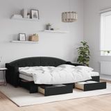 Maison Exclusive Lit gigogne extensible avec tiroirs, noir, 80x200 cm, revêtement