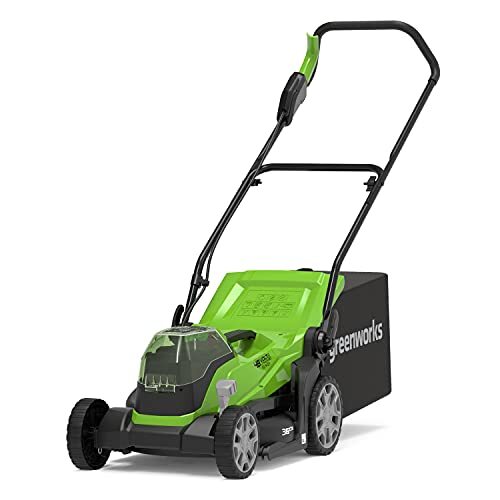 Greenworks Greenworks accu grasmaaier G24X2LM36 (Li-Ion 2x24V 36cm maaibreedte tot 250m² 40L grasopvangzak 5-voudige centrale maaihoogteverstelling zonder accu en oplader)