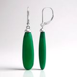Cavill - Zilveren Oorbellen met Groene Agaat Druppel - 925 Sterling Zilver Platina Geplated