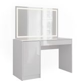 Vicco Sherry Kaptafel met licht – 119.8 cm met LED-spiegel Wit/wit hoogglans