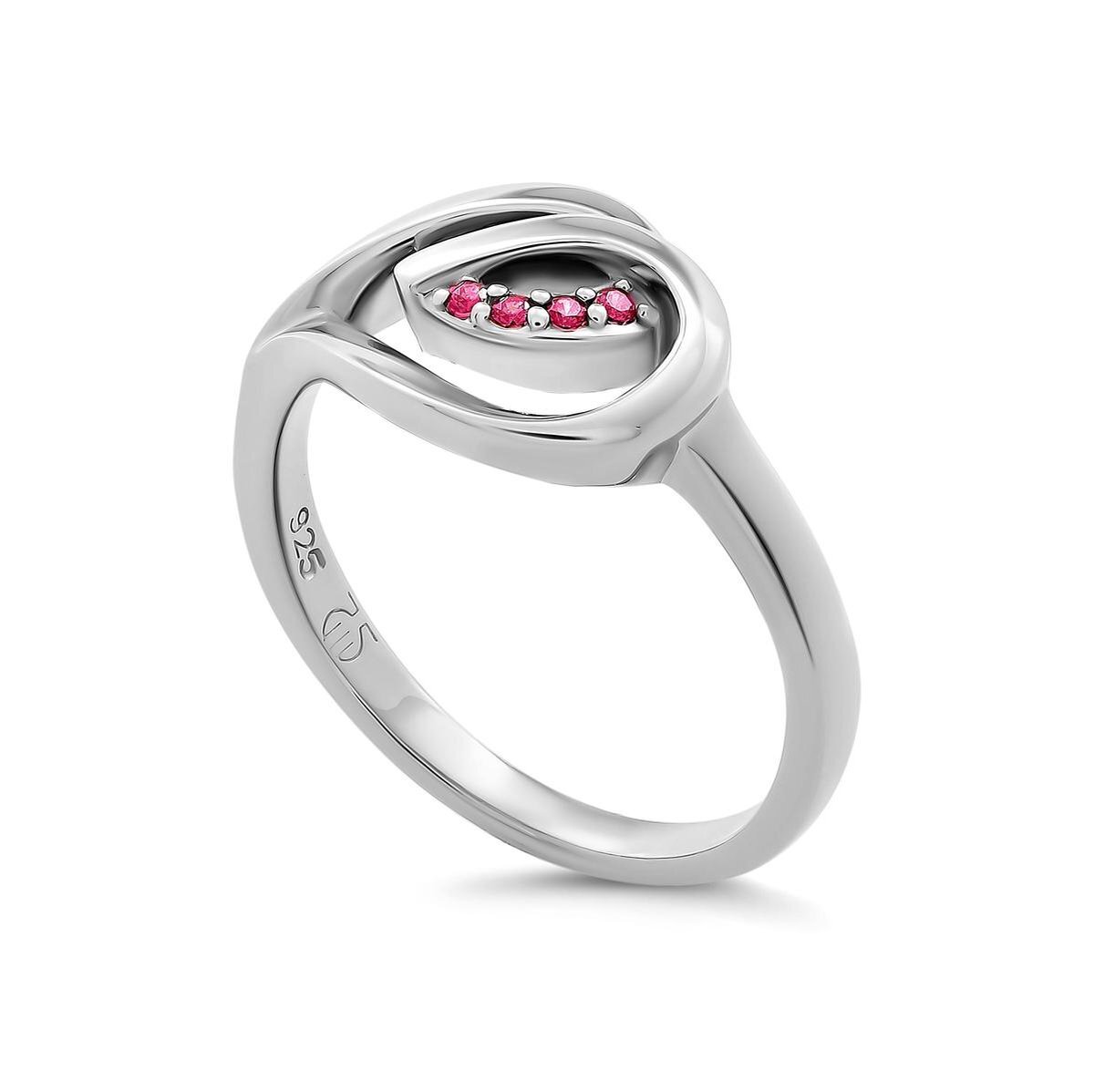 Orphelia 925 zilveren ring met rode zirkonia maat 54