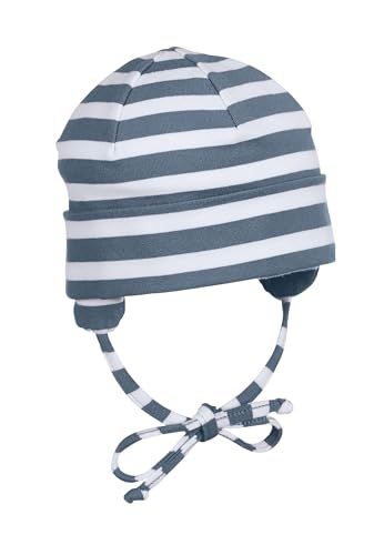 Sterntaler Unisex Beanie with Ties and Striped Pattern - 6-9 Months - Size 45 - Magenta