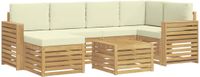 vidaXL - Buiten - bank - set - 7 - st - Wit - en - crèmekleurig - Polyester