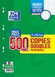 OXFORD Dubbele kopieën grote ruitjes Seyès 500 witte pagina's 90 g in folie.