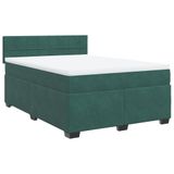 VidaXL Boxspringbed met matras, donkergroen, 140x200 cm, fluweel