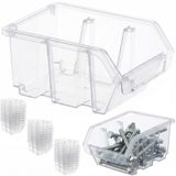 30x Sorteerbox, Opbergbox, Stapelbox, Werkplaats-stapelkist, Doorzichtige opbergkist, Box, Transparant, 11,5x8,5x6 cm, Sorteerkist, Kunststofbox, Garage, Gereedschapskist voor schroeven en spijkers