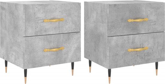 vidaXL Nachtkastjes 2 stuks 40x35x47,5 cm bewerkt hout betongrijs