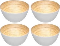 Secret de Gourmet - 8x - Slakom/serveer schaaltjes - bamboe wit - D17 cm