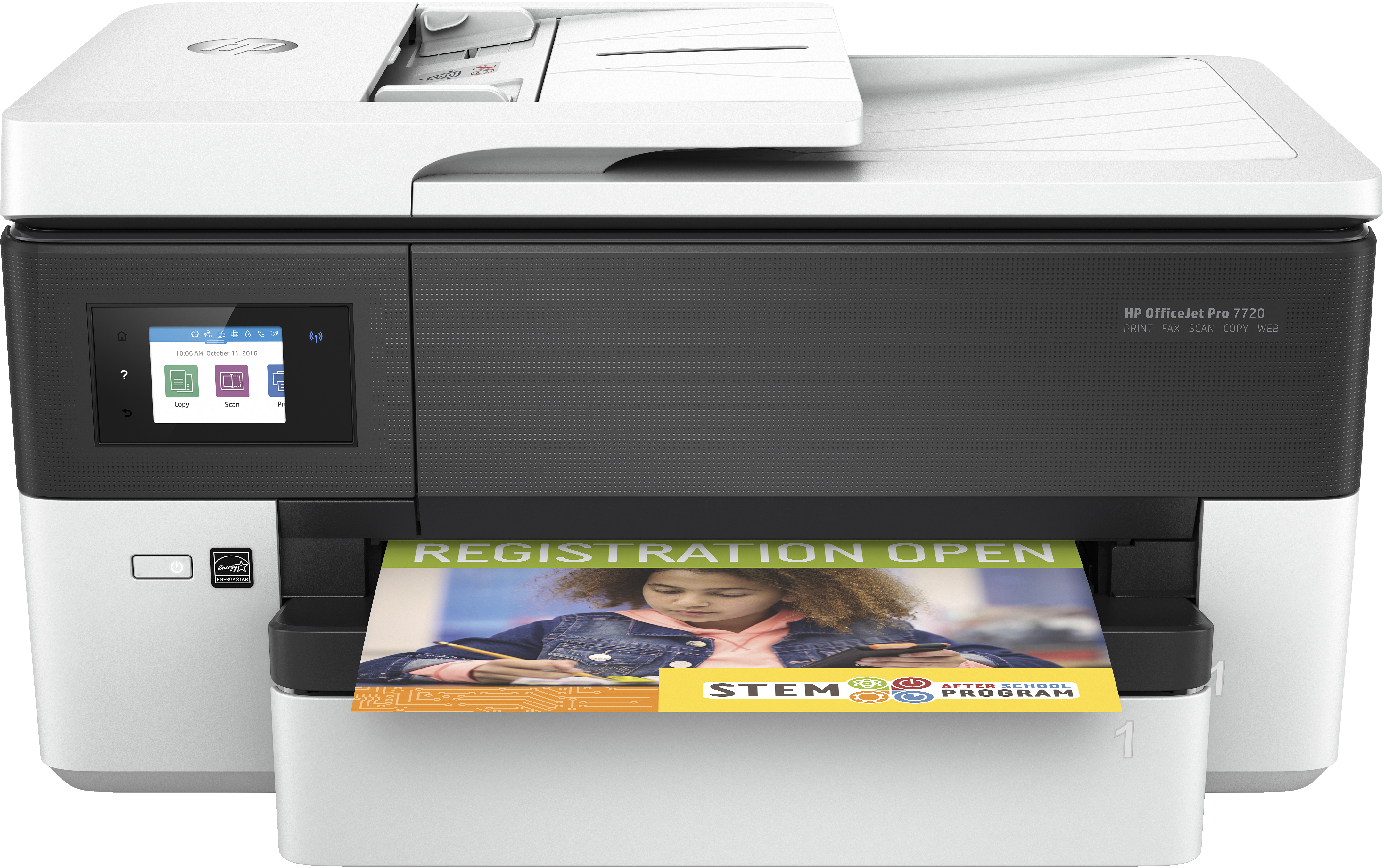 HP HP OfficeJet Pro 7720 breedformaat All-in-One printer, Kleur, Printer voor Kleine kantoren, Printen, kopi&#235;ren, scannen, faxen, Invoer voor 35 vel; Printen via USB-poort aan voorzijde; Dubbelzijdig printen