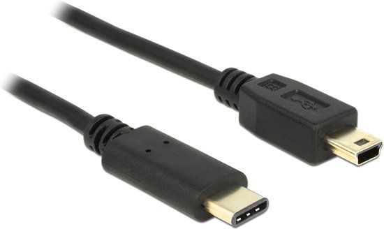 Delock 83336 USB-kabel USB 2.0 USB-mini-B stekker, USB-C stekker 2.00 m Zwart