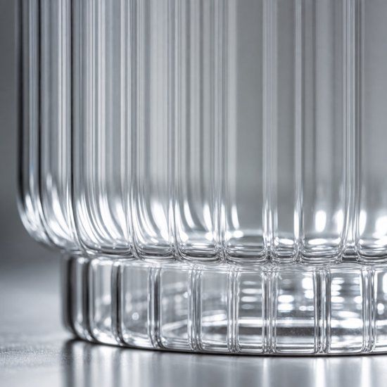 CHiATO Dubbelwandig latte glas met groeven, 300 ml – Transparant