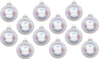 Inge-glas Inge Christmas Goods Kerstballen - 12 stuks - Transparant Parelmoer - 8 cm Diameter - Glas - Glans/Mat