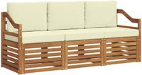 vidaXL - Sofa-Sets - 3 - st - Natuurlijk - en - Crème - Massief - Acacia - Hout