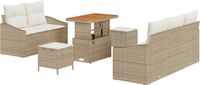 vidaXL Tuinbank Set 8-delig Beige Polyrattan