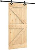 vidaXL Schuifdeur Naturel en Zwart 95 x 210 cm Massief Pine Hout