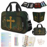 Solidchoice - Grande sac à Bible avec croix florale - Sac de transport avec poches zippées pour Bible et accessoires