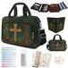 Solidchoice - Grande sac à Bible avec croix florale - Sac de transport avec poches zippées pour Bible et accessoires