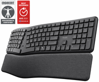 Trust Keyra Draadloos ergonomisch toetsenbord voor meerdere apparaten - US International - Zwart